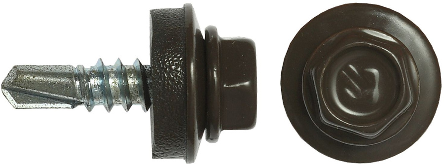 Саморез кровельный 4,8*29 RAL8028 коричневая земля (250ф)