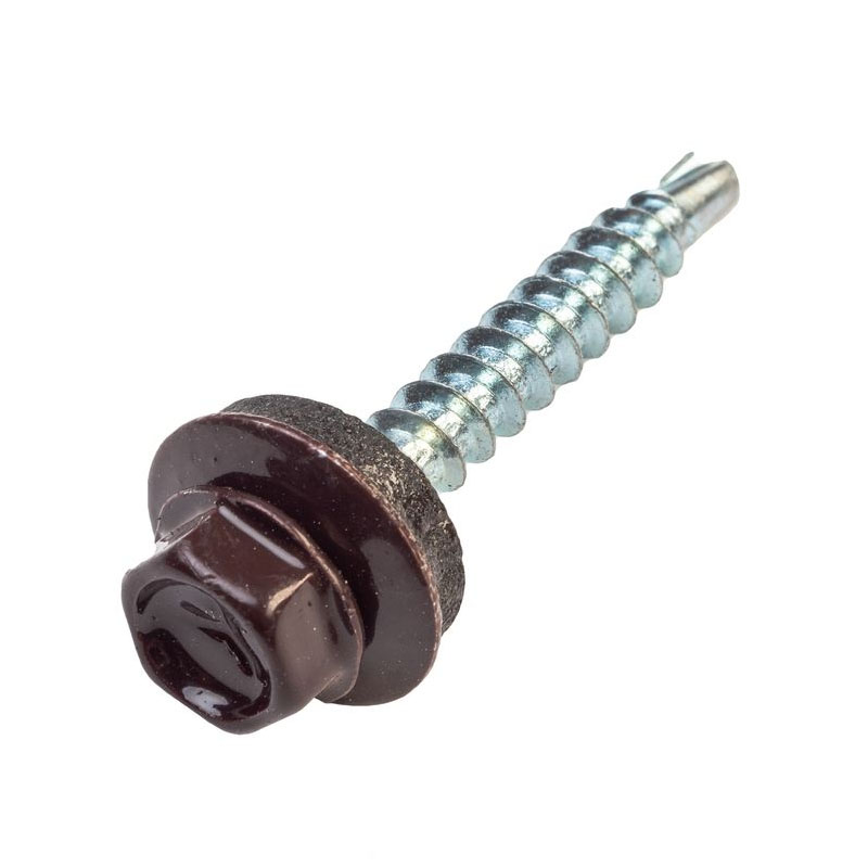 Саморез кров. по металлу 4,8*19 шоколад (RAL 8017) (50шт) Daxmer